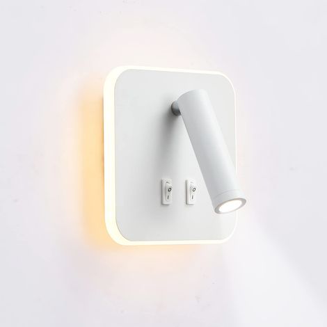 Applique LED de chevet,spot mural orientable 12W,liseuse carrée blanche,lumière chaude 3000K (1/5)