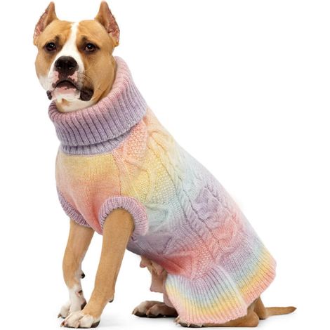 Vêtements pour chien, pull à col roulé, vêtements d'hiver chauds, taille L, rose dégradé