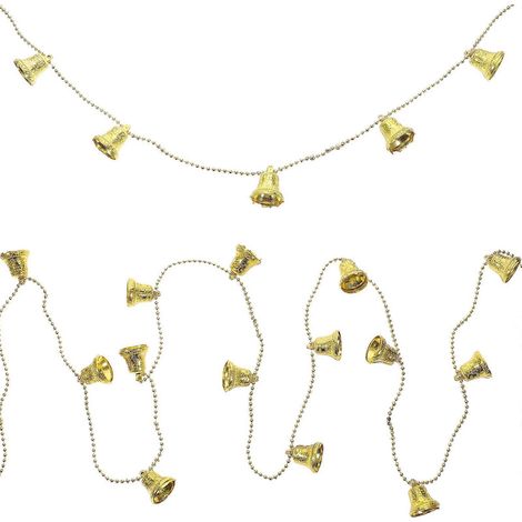 Pendentif pour sapin de Noël avec clochette et guirlande décorative (dorée)-Golden