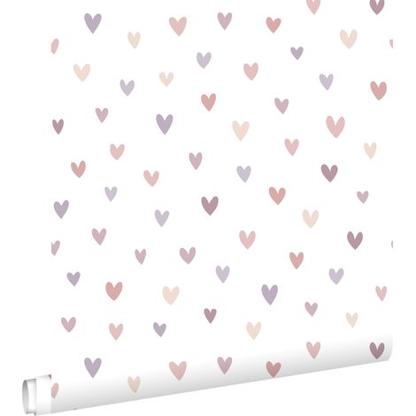papier peint coeurs terracotta et violet - ESTAhome (1/5)
