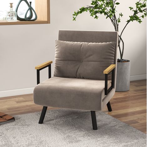 MEUBLIV Poltrona letto 63 x 73 x 81 cm grigio chiaro – schienale reclinabile senza materasso (1/5)