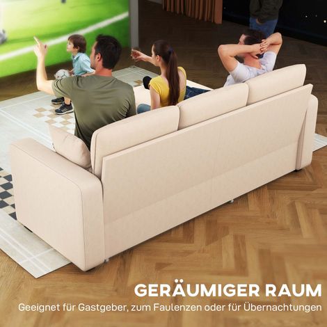 Canapé-lit d'angle convertible en L, avec coffre de rangement intégré, coussins moelleux, idéal pour salon ou chambre invités, beige (1/4)