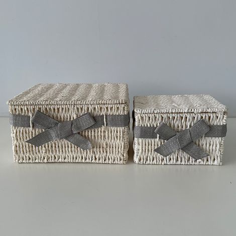 Lot de paniers de rangement tressés pour bureau et maison, boîtes multifonctions pour snacks, jouets, accessoires et petits objets, organisateurs décoratifs (1/5)