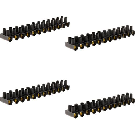 Lot de 4 barrettes 12 plots section 16mm² - Noir - Zenitech