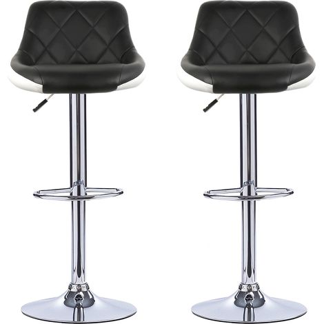 Aqrau  2 Tabouret de bar cuillère blanche dos noir avant
