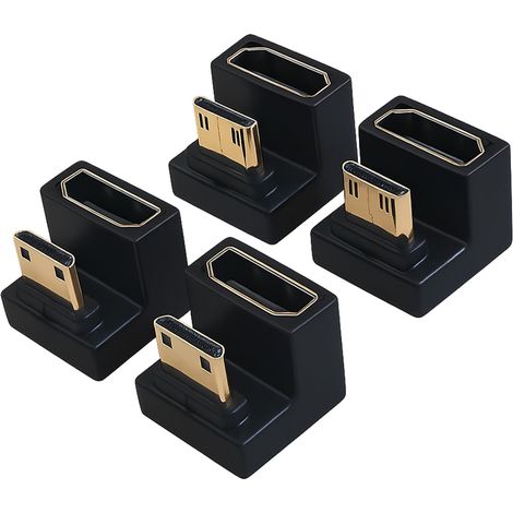 4PCS Adaptateur Mini HDMI vers HDMI, HDMI vers Mini HDMI, Connecteur Coudé 180° U Shape 48Gbps, Compatible 8K 60Hz et 4K 120Hz, Support eARC 3D pour Caméra, Tablette, PC Portable, Projecteur (1/5)