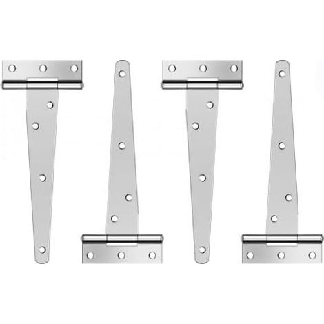 4 Charnières T Blanches Zinc 6 Pouces avec Vis Robustes (1/5)