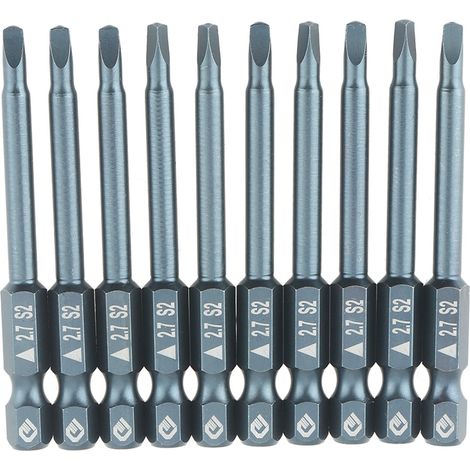 10-teiliges 1/4-Zoll (65 mm) dreieckiges Schraubendreher-Bit-Set aus S2-Legierungsstahl, Set mit 10 Bits H6,3x65mmx2,7 für Schraubendreher (1/5)