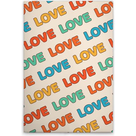 Leinwandbild Buntes Retro Bild "Love" M1-No.51644 - Kunstdruck auf Leinwand in Bunt Creme - Wandbild 40 x 60 cm (1/5)