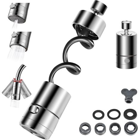 Embout de robinet extensible pivotant à 360° avec 2 fonctions de pulvérisation - Économiseur d'eau pour douchette, cuisine, salle de bain (1/5)