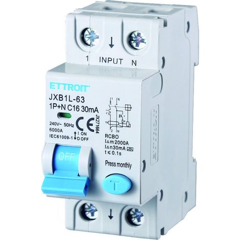 ETTROIT Differenzialer magnetischer Thermoschalter 1P+N 16A 30mA 220V-6KA KLASSE A JX271664