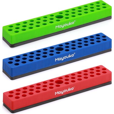 Lot de 3 porte-embouts hexagonaux magnétiques de 6,35 mm, 129 trous, porte-forets de 6,35 mm, porte-embouts magnétiques avec base magnétique pour embouts de tournevis (1/5)