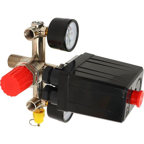 Druckschalter für Luftkompressoren, Doppelregler, automatisches Druckregelventil, amerikanischer Anschluss 0–12 bar, 0–180 PSI (1/5)