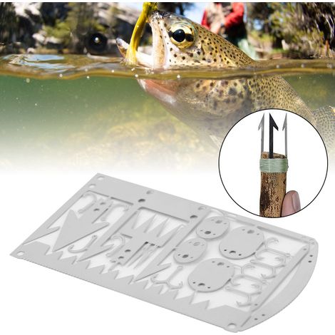 4 Cartes Multifonctions de Survie - Hameçons, Couteaux de Poche et Équipement de Pêche Compact