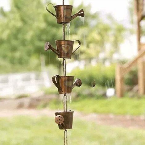 Metal Rain Chain, Métal Bouilloire Drain Eau Pluie Guide Chaîne, Chaîne d'eau de Pluie Fonctionnel et décoratif pour gouttières (Bouilloire) (1/3)