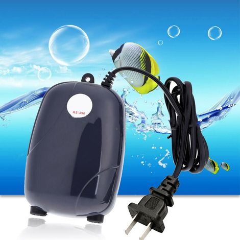 Pompe À Air Pour Aquarium - 5 W - Débit 3,5 L/min - 2 Sorties - Pour Eau Douce Et Eau Salée - Noir (1/5)