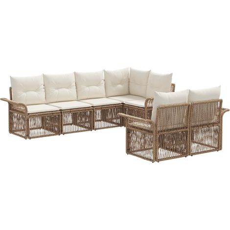 Ensemble de canapé de jardin 7 pc 7-Nombre de places Beige vidaXL (1/5)