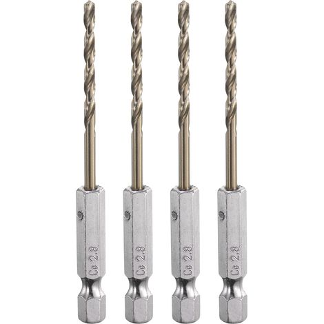 4Pcs Foret Hélicoïdal en Acier Rapide au Cobalt M35 2,8 mm (1/5)