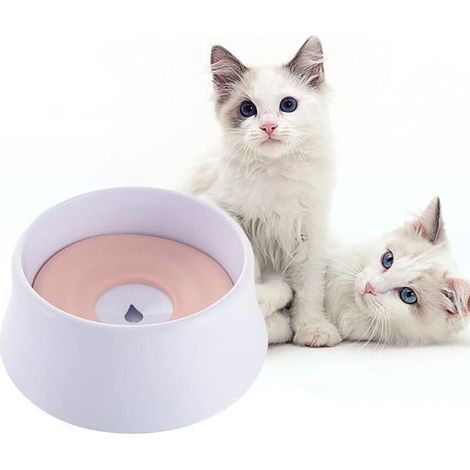 Bol à Boire pour Animaux de Compagnie,Anti-débordement Bol d'eau de flottabilité pour Chien Chats, Gamelle d'eau pour Chien,sans éclaboussures,sans déversement (Rose) (1/4)