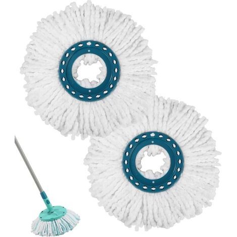 Set di 2 testine di ricambio, testina per mocio in microfibra compatibile con i sistemi di mocio a disco Leifheit Clean Twist, elevato assorbimento d'acqua per la pulizia di sporco, parquet, piastrell (1/5)