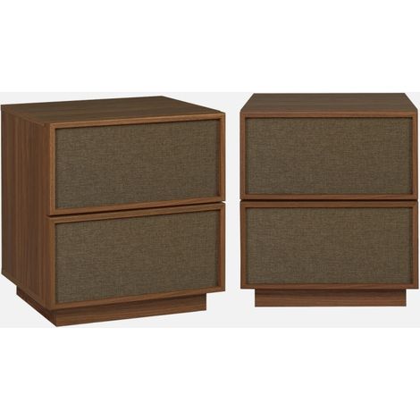 Set di 2 comodini decorati in legno e tessuto con 2 cassetti (1/5)