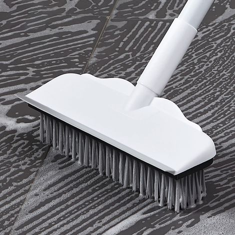 Brosse À Récurer - Manche Long - Tête En Forme De V Avec Raclette En Caoutchouc - Pour Carrelage Jointif Salle De Bain Terrasse Garage - 1 Pièce (1/3)