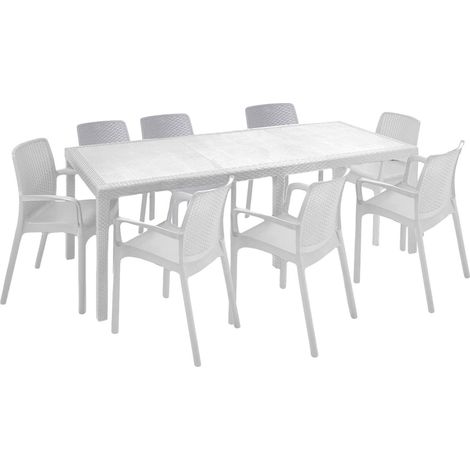 Ensemble Table et Chaises Cortanze, Extensible, 10 Places Made in Italy, Blanc