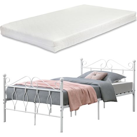 Metallbett Apolda mit Matratze 120x200 cm Weiß [en.casa]