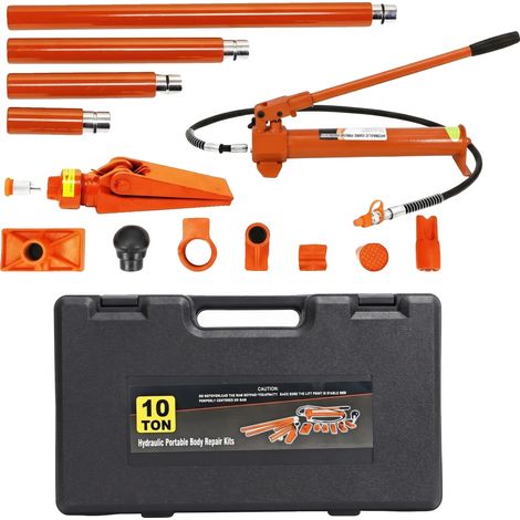 Hydraulik-Reparaturwerkzeugset, 10 Tonnen Tragfähigkeit, 1,4 m Ölschlauch, robustes Stahl, automatische Überlastsicherung, komplettes Zubehörset (1/5)