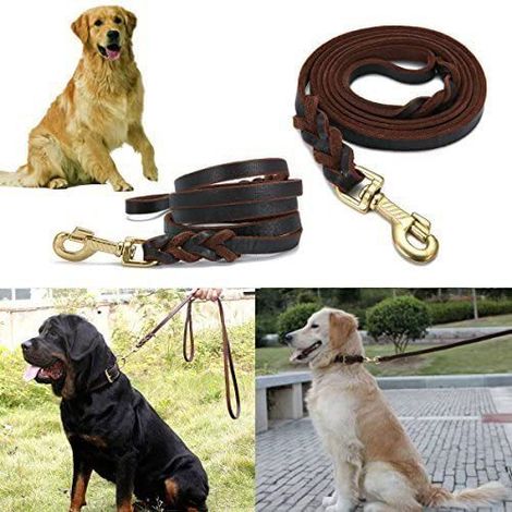 Chien Laisse Corde Tressée Durable Pet Forte Formation Trafic Laisse De Marche Laisse Imperméable Pour Grands Chiens Marron 1pc (1/4)