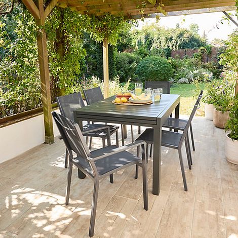 Table de jardin Austin - Aluminium - Gris anthracite - 6 personnes