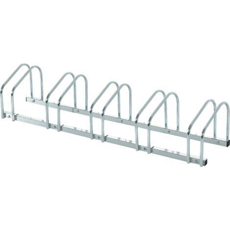 Râtelier 5 vélos range-vélos support de rangement pneu 65 mm sol ou mural pour VTT enfants BMX 145 x 33 x 27 cm acier argent (1/5)