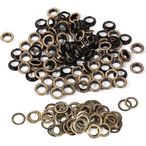 100 jeux d'œillets avec anneaux, œillets ronds pour bricolage, kit de réparation de tentes et de bâches (10 mm, 100 jeux) (1/4)