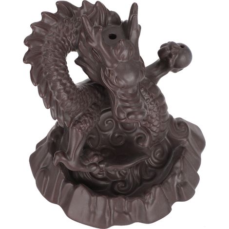 Brûleur d'Encens Dragon Fumée Inverse, Cendrier Décoratif en Céramique pour Salon (1/5)