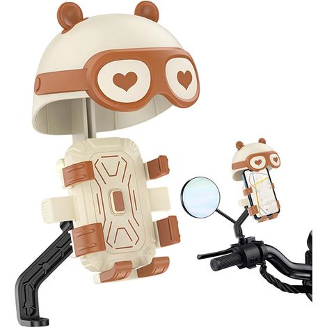 Support de téléphone pour vélo - Absorption des chocs - Anti-rayures - Support de téléphone de moto avec mini casque - Pour navigation, enregistrement vidéo, appel, montagne, ville, tourisme, voyage (1/5)