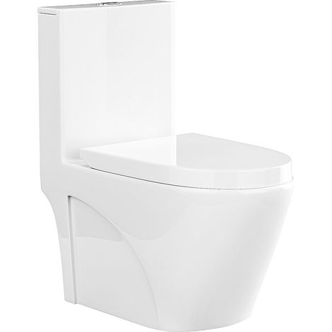 Vente-Unique – WC broyeur céramique blanc brillant – Évacuation horizontale – Abattant frein de chute – 4 à 6 L – Dimensions 39x78.5x69 cm (1/4)