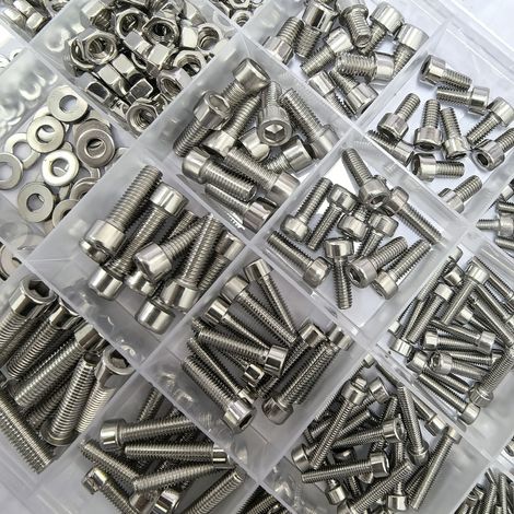 Kit de 880 boulons et écrous en avec hexagonaux M2 M3 M4 M5 et rondelles plates Acier Inoxydable (1/5)