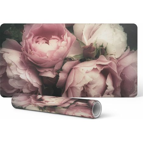 Alfombrilla protectora moderna para teclado con dise帽o de ramo de rosas, 120 x 60 cm.