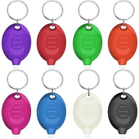 Mini Lampe Torche LED - 12 Lumen - 70 x 25 x 9,5 mm - Pile CR1220 x 2 - Pour Clés, Sac à Dos, Collier Chien, Urgence - Lot de 8 Pièces (1/3)