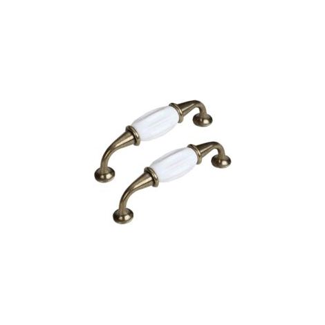 Poignées de meubles Sollbry 2 en céramique blanche – pour meubles de cuisine, armoires, tiroirs, etc., alliage de zinc, entraxe 96 mm (1/3)