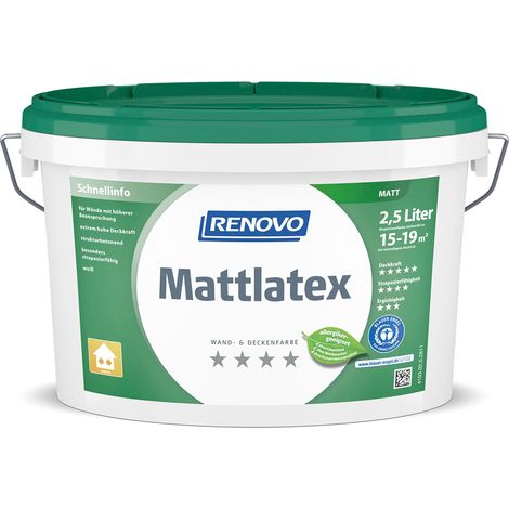 Renovo Wand- und Deckenfarbe Mattlatex weiß 2,5 Ltr.