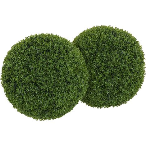 Juego de 2 bolas artificiales de boj de 40 cm, plantas artificiales de plástico, bolas de boj, planta falsa para salón, dormitorio, oficina, jardín, decoración moderna, regalo (1/5)