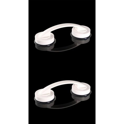 CSPARKV 2 Pack Large Glass Door Window Handles Bathroom Sliding Door Cabinet Pulls No Hole Handles Refrigerator Handles Shower Grab Bars (White)