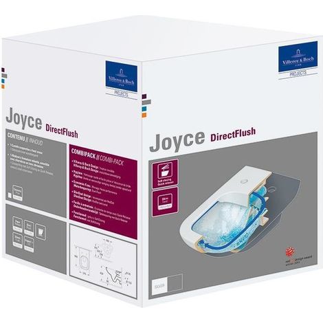 Joyce, Combipack, DirectFlush, modèle suspendu, sortie horizontale, En porcelaine sanitaire Blanc