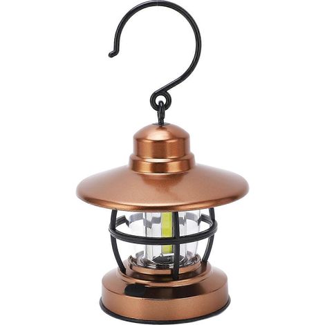 Lanterne Camping Vintage Crochet Design Interrupteur Unique 3 COB Piles Jardin Suspendue Lampe Étanche Portable (1/5)