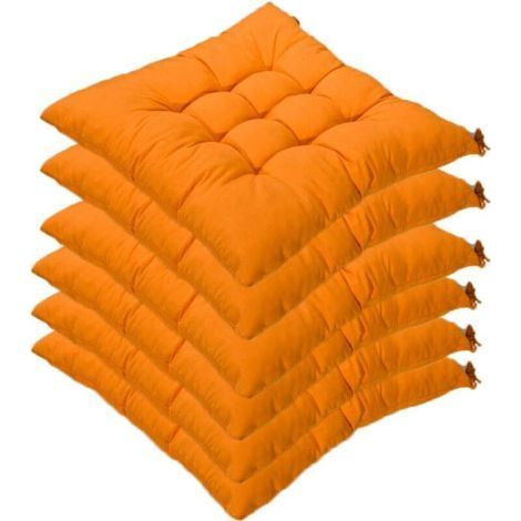 Crea – Set mit 6 quadratischen Stuhlkissen (40 x 40 cm) – Füllung: 100 % Polyester – Bezug: 45 % Polyester und 55 % Baumwolle – Maschinenwaschbar bei 30 °C (1/5)
