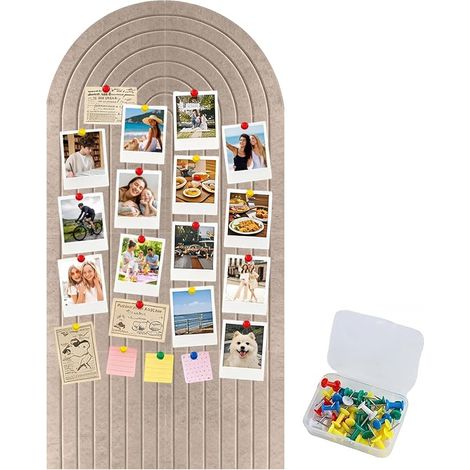 Self Adhesive Notice Board Thick Felt Notice Board Foldable Cork Board Decorative Board for Photos Notes Edges for Living Room Office Dark Camel 60x120cm (1/5)