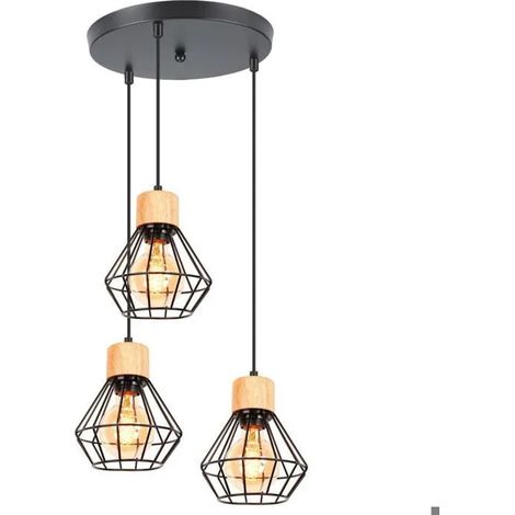 Lustre Suspension Luminaire Industriel Vintage Lampe Plafonnier en Cage Métal Lampe de Plafond Ajustable pour Salon Chambre (1/5)