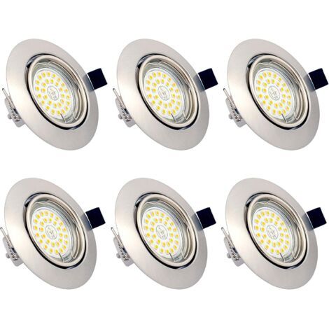 Spots LED Encastrables Orientables Dimmables, ampoules 6 x 6W incluses, GU10, Blanc Chaud 3000K, 230V, IP23, éclairage plafond LED intérieur pour Salon Cuisine Couloir (1/4)