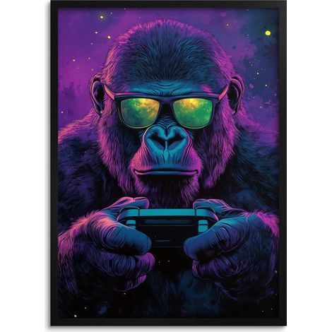 Decorazione murale per giocatori con poster moderno e cornice nera (1/5)